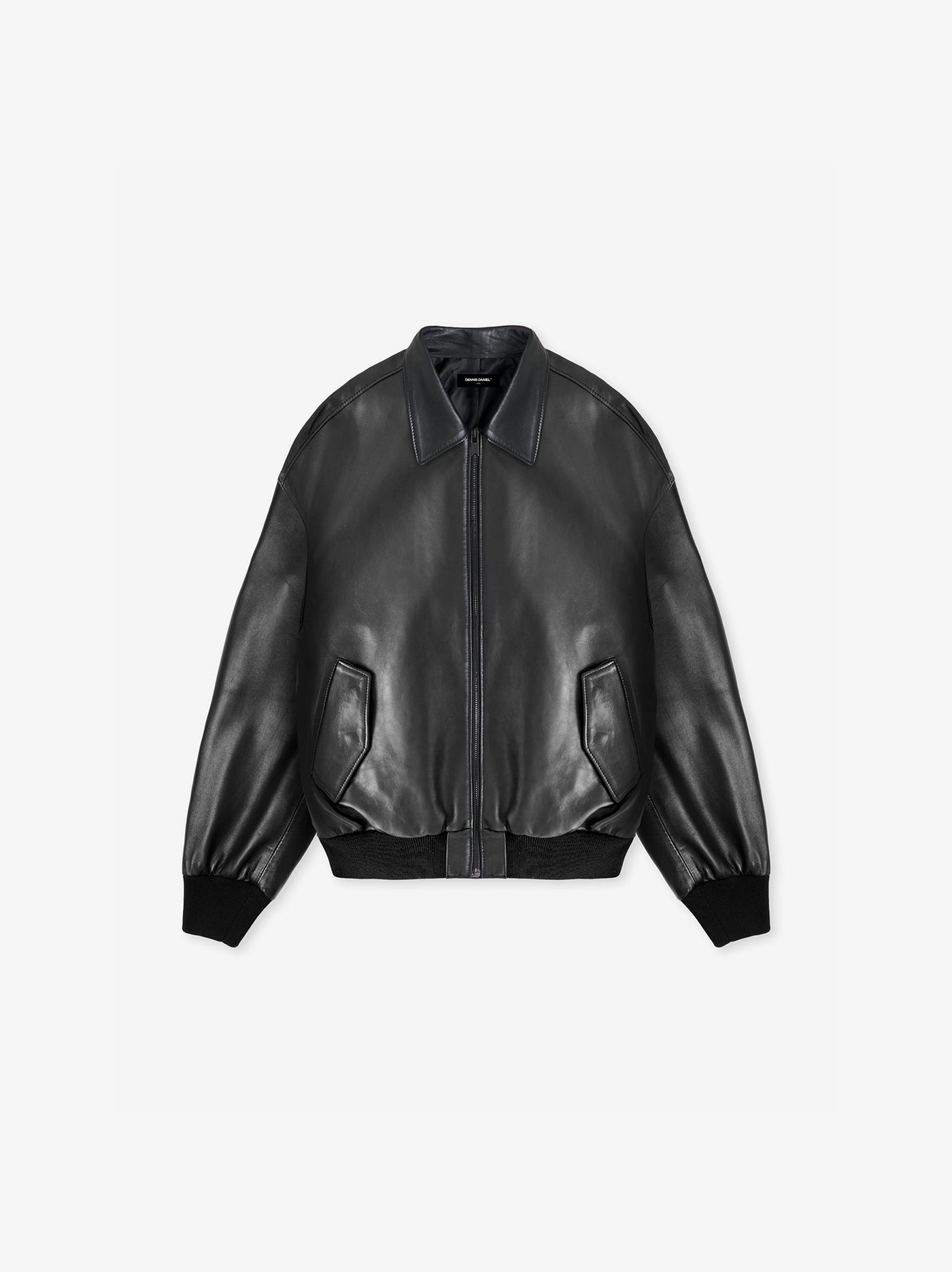 Leather Bomber Jacket - Black